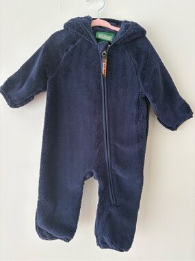 L.L. Bean High Pile Fleece Hooded One-Piece Baby Bunting Suit